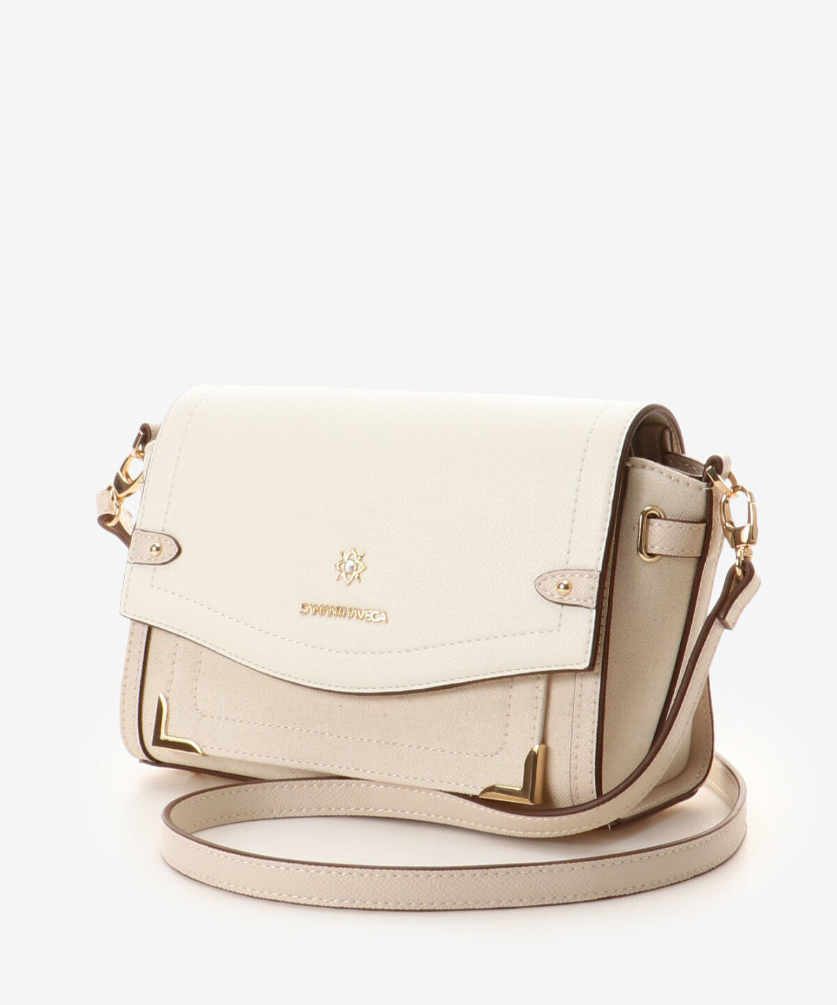 Samantha Vega「バイカラーキャンバスビジューショルダーバッグ」|ショルダー・メッセンジャー|