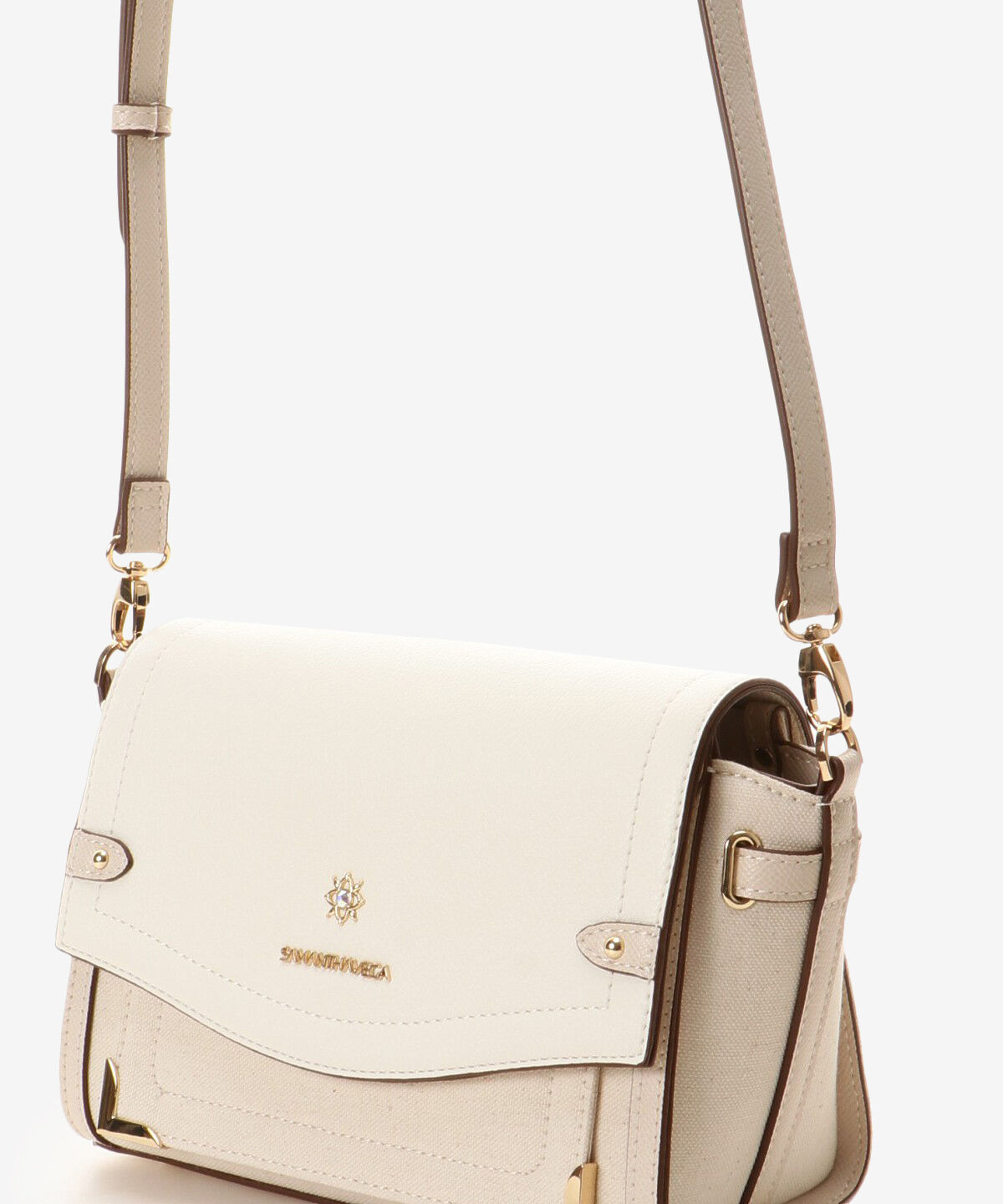 Samantha Vega「バイカラーキャンバスビジューショルダーバッグ」|ショルダー・メッセンジャー|