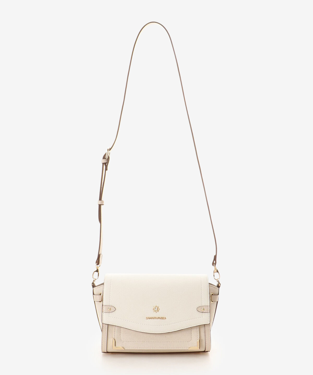 Samantha Vega「バイカラーキャンバスビジューショルダーバッグ」|ショルダー・メッセンジャー|