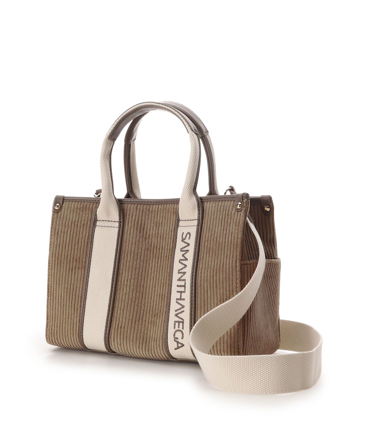 Samantha Vega「ロゴテープコーデュロイトート（小）」|ハンドバッグ|