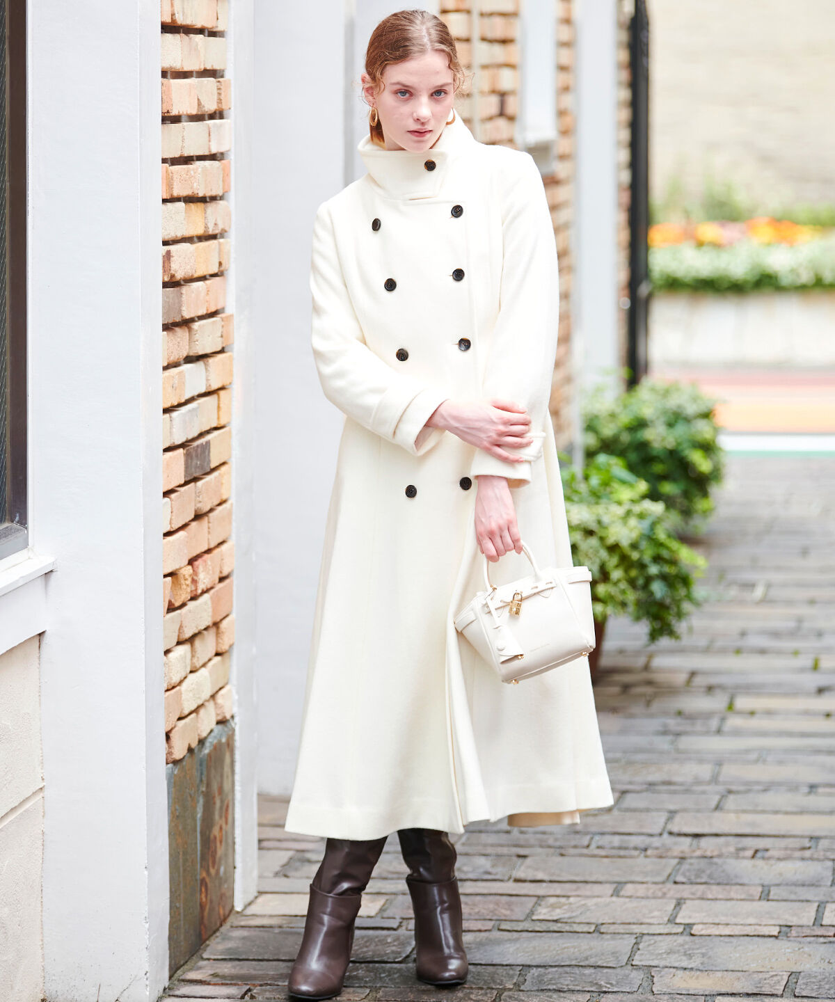 アンドクチュール「ダブルブレストスタンドカラーコート」|ステンカラーコート|