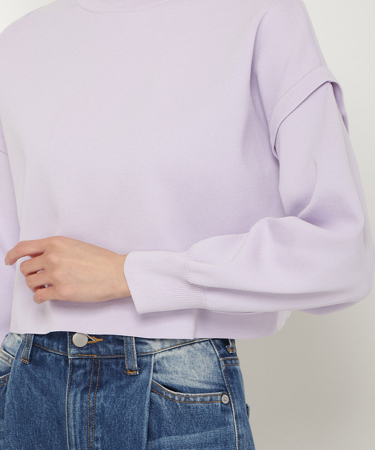 アンドクチュール「セパレートスリーブクロップドプルオーバー」|ニット・セーター|