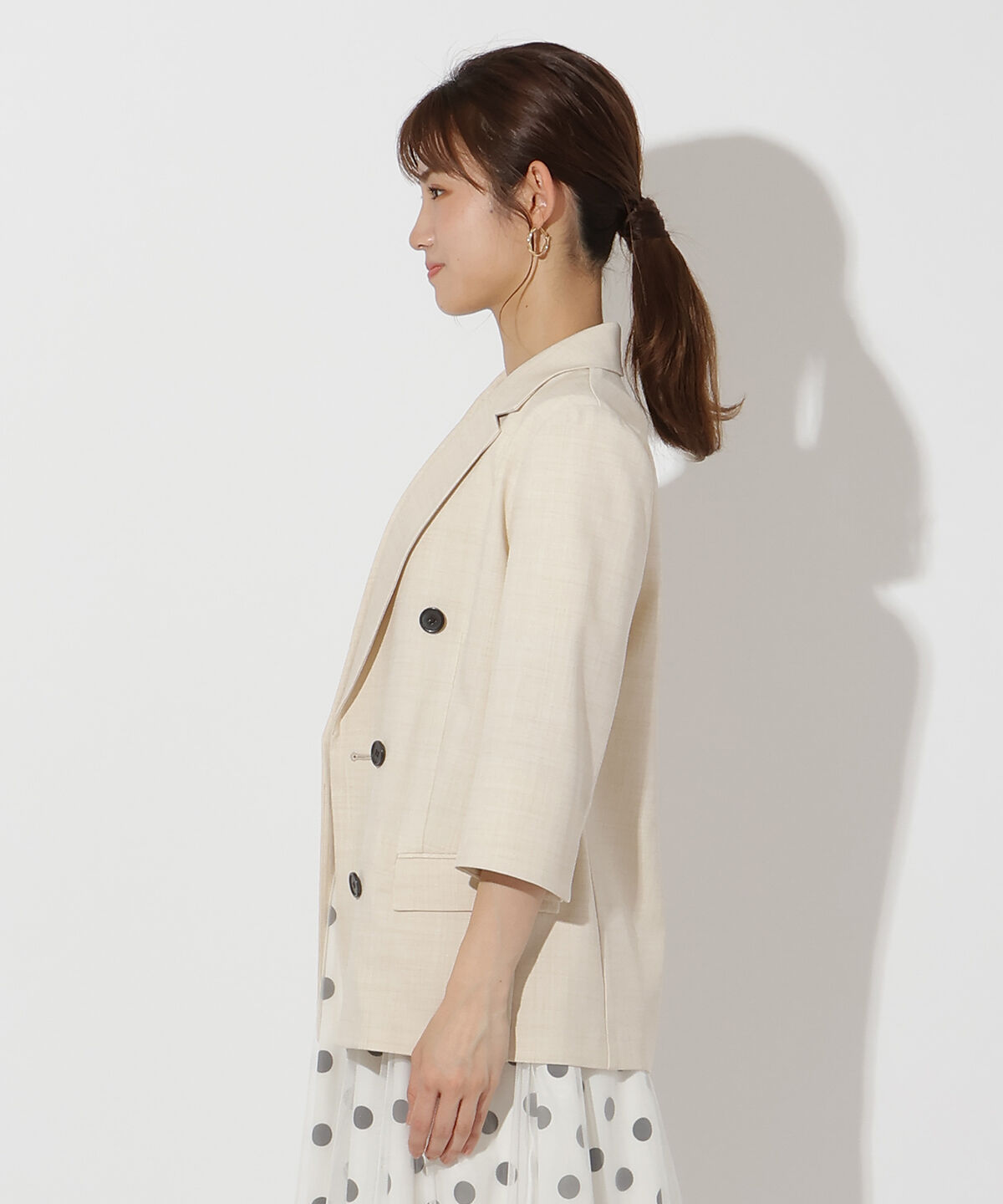 アンドクチュール「麻調7分袖テーラードジャケット」|テーラードジャケット|