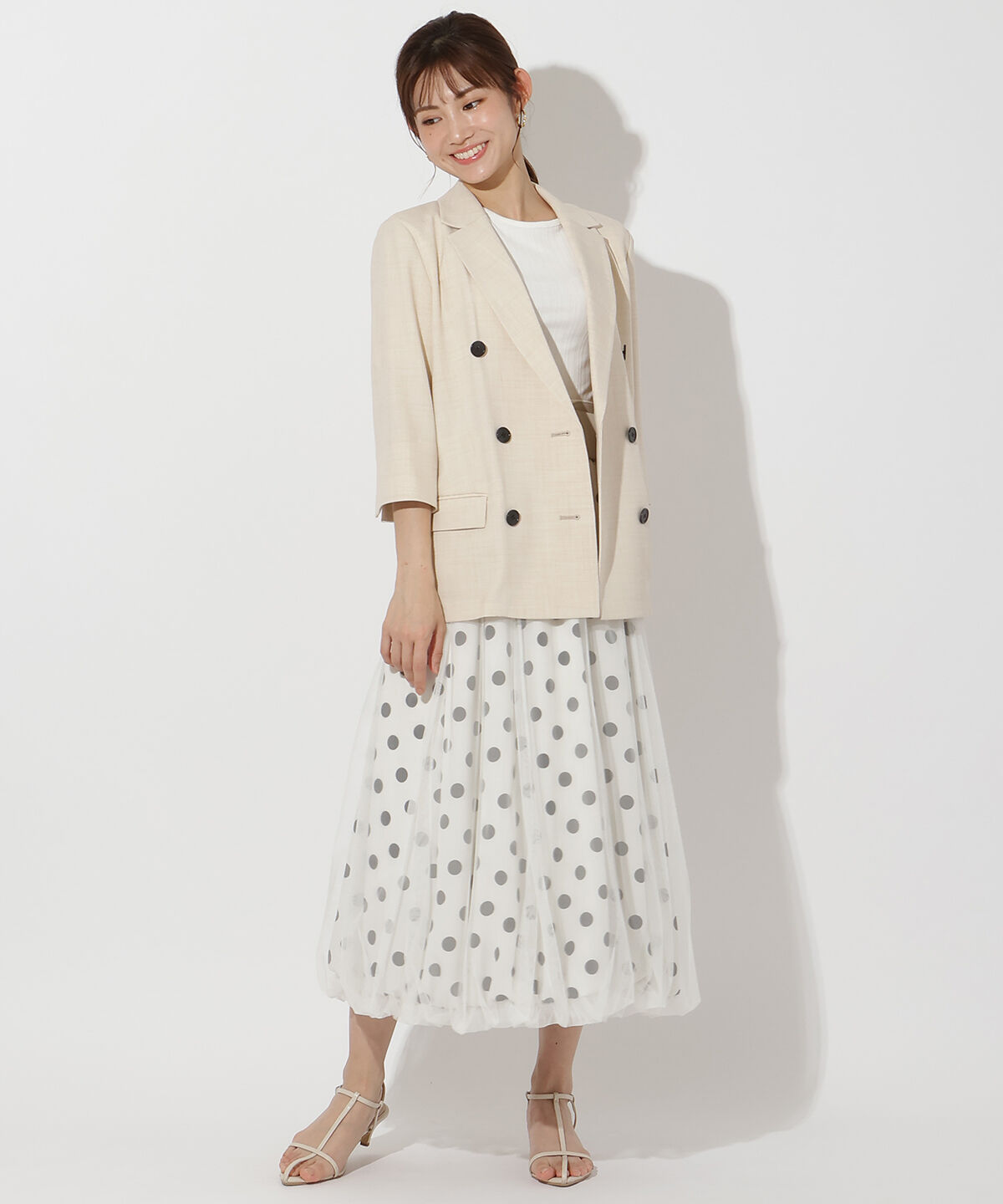 アンドクチュール「麻調7分袖テーラードジャケット」|テーラードジャケット|