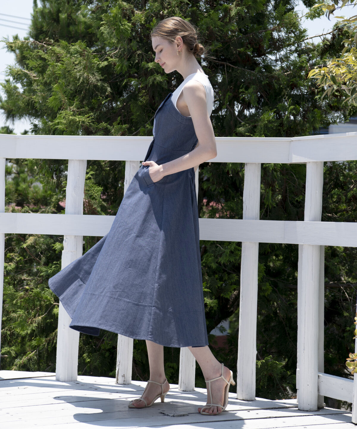 アンドクチュール「デニム切替トレンチワンピース」|ワンピース|