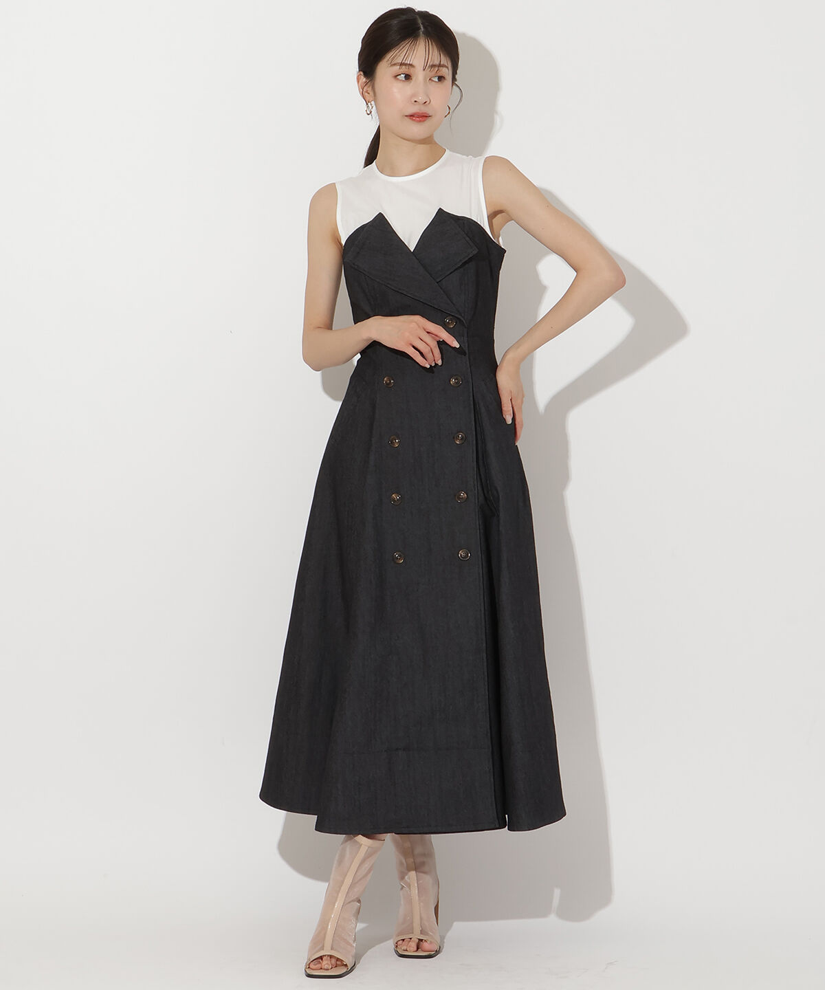 アンドクチュール「デニム切替トレンチワンピース」|ワンピース|