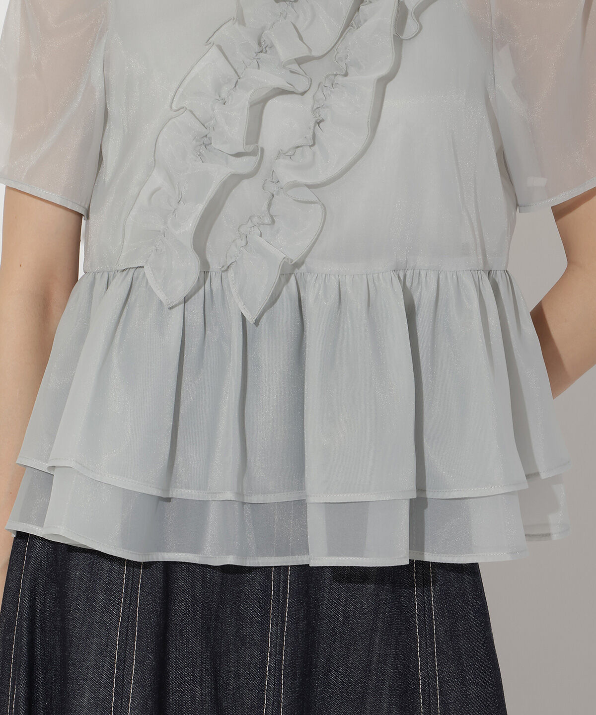 アンドクチュール「キャミ付きペプラムシアーブラウス」|シャツ・ブラウス|