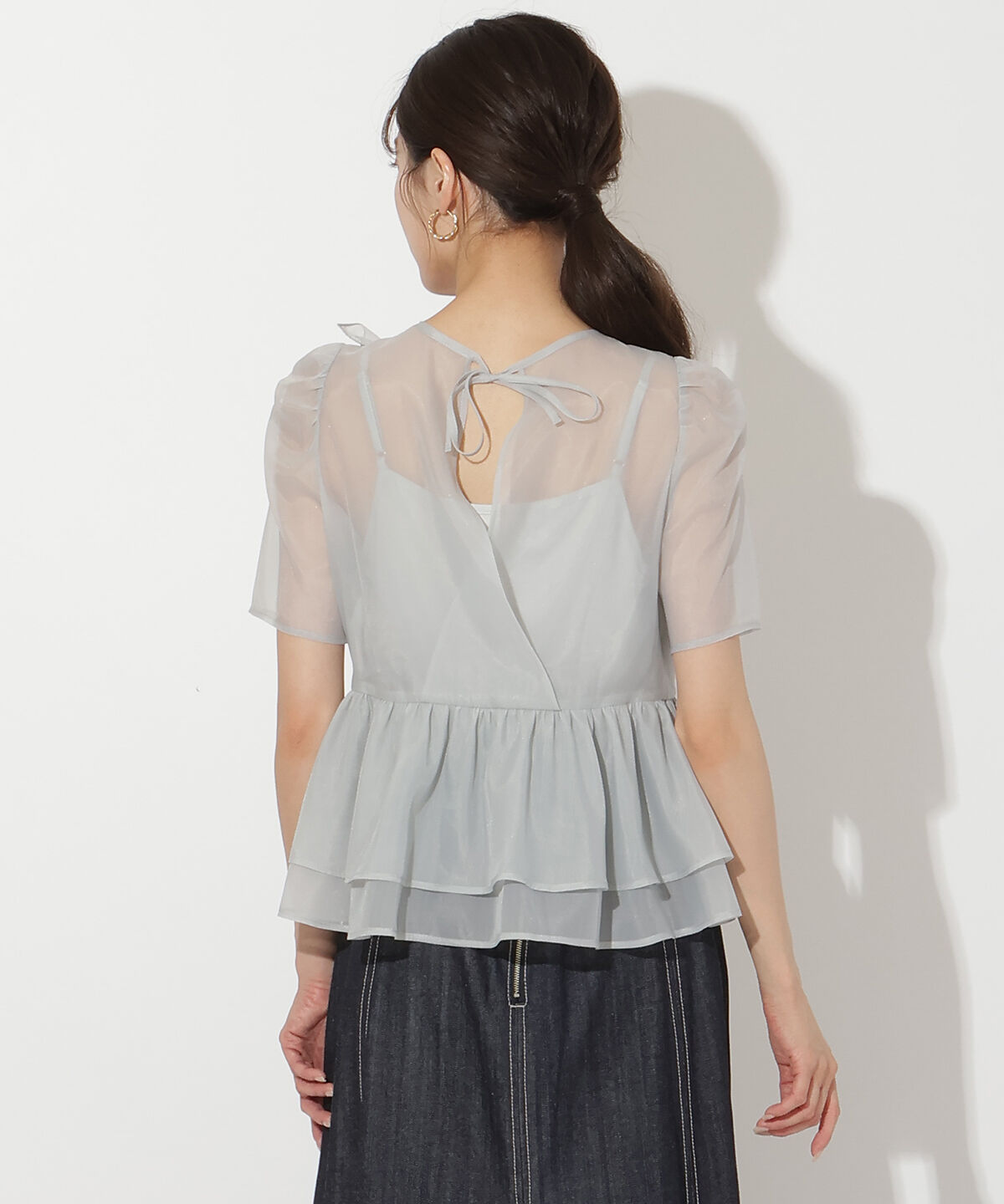 アンドクチュール「キャミ付きペプラムシアーブラウス」|シャツ・ブラウス|