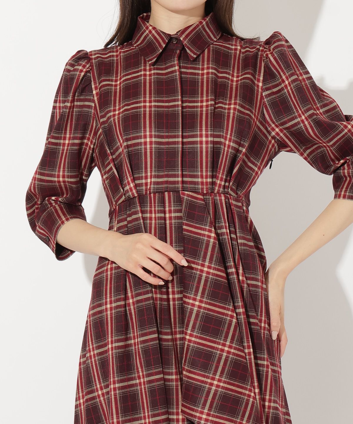 アンドクチュール「ラッフルフリルチェックワンピース」|ワンピース|