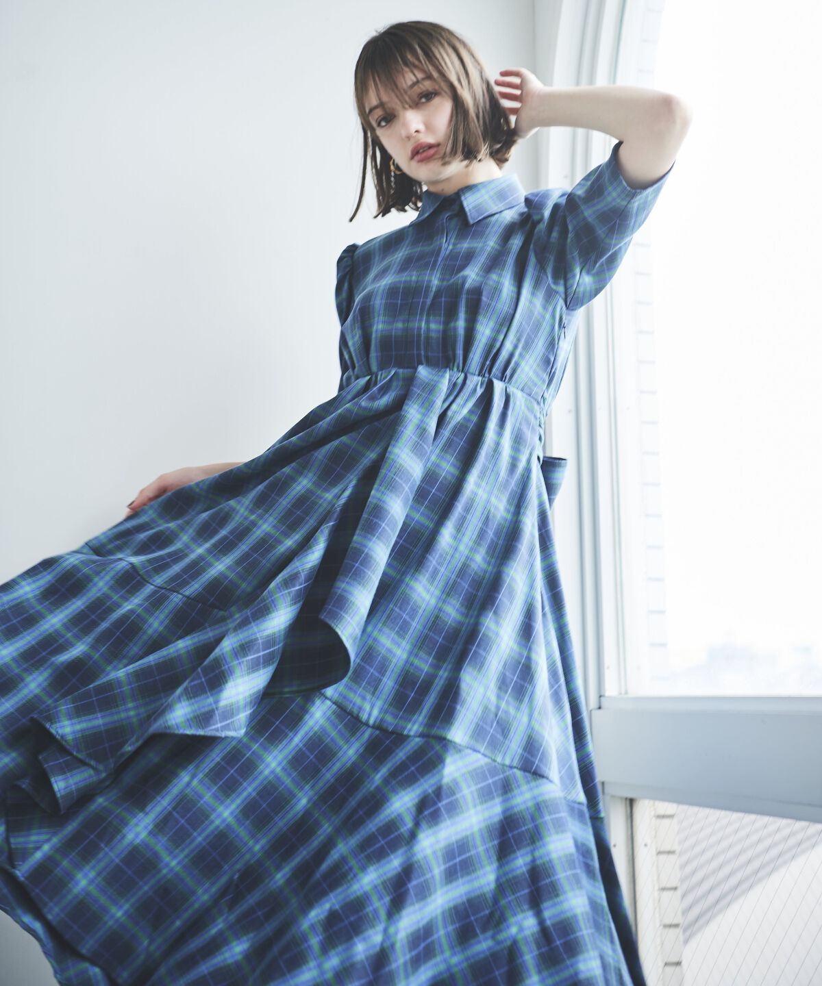 アンドクチュール「ラッフルフリルチェックワンピース」|ワンピース|