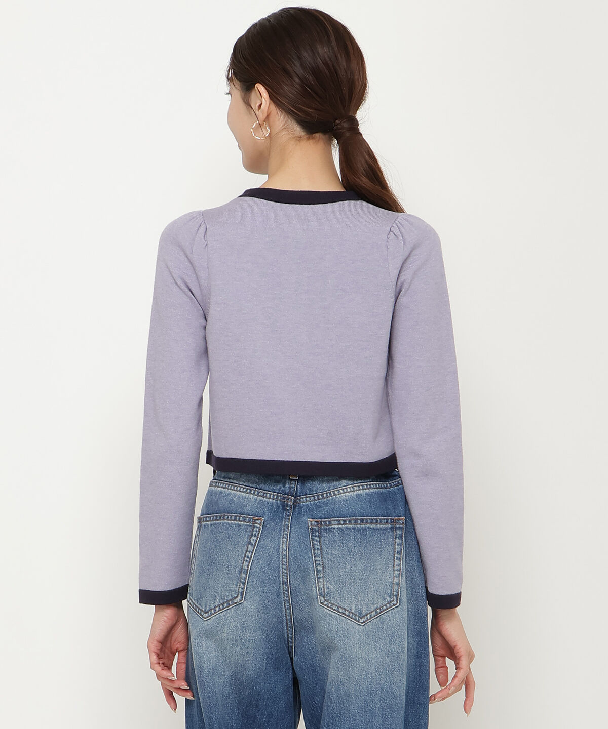 アンドクチュール「配色トリミングニットカーディガン」|カーディガン|