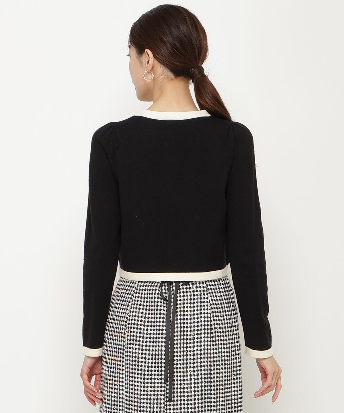 アンドクチュール「配色トリミングニットカーディガン」|カーディガン|