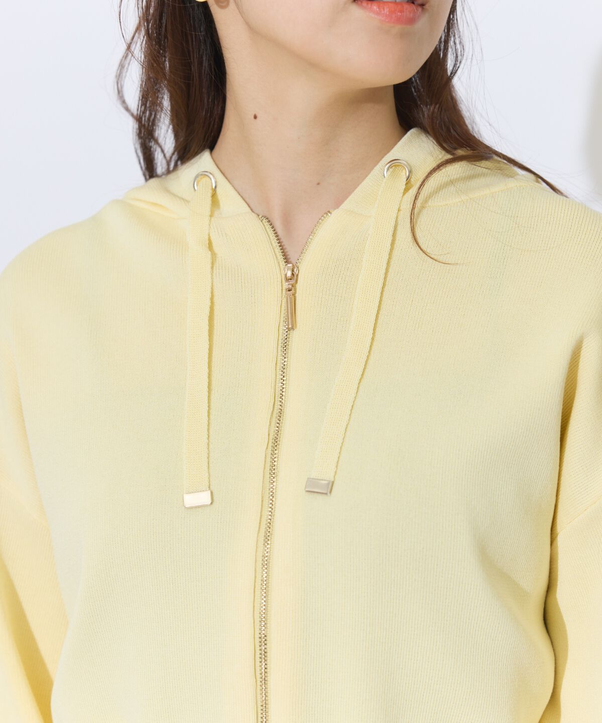 アンドクチュール「クロップドニットフーディー」|パーカー|