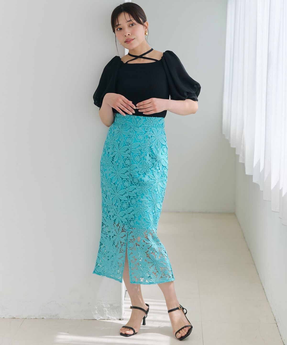 アンドクチュール「ケミカルレースタイトスカート」|タイト|