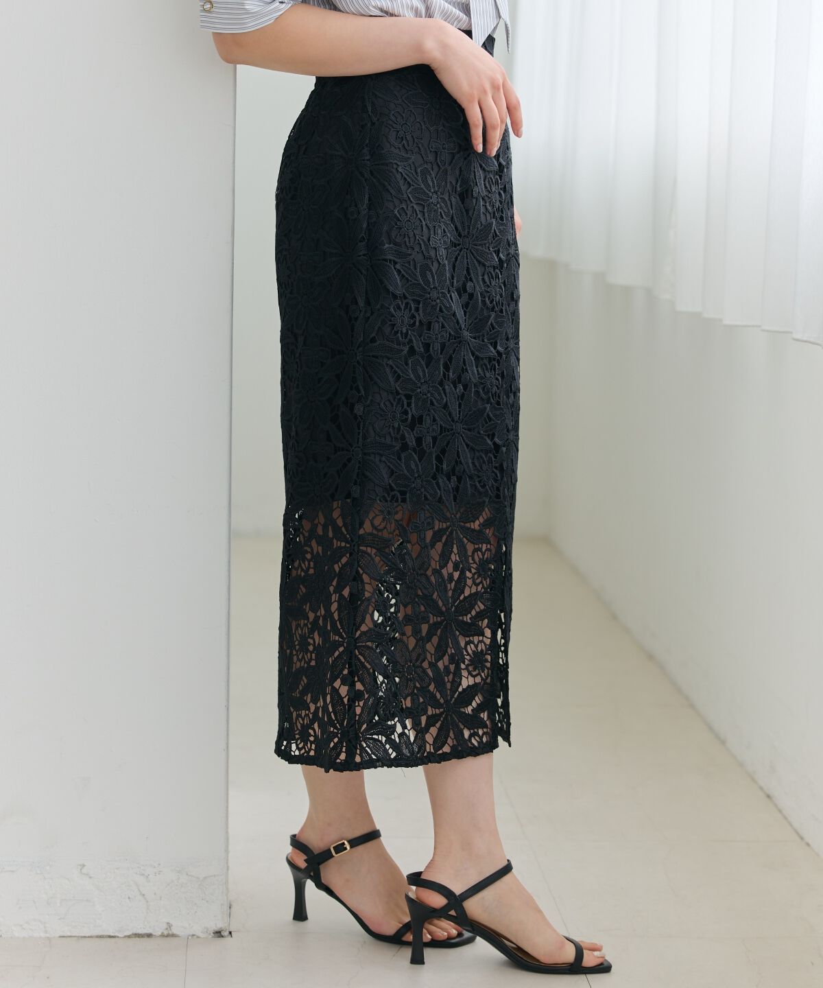 アンドクチュール「ケミカルレースタイトスカート」|タイト|