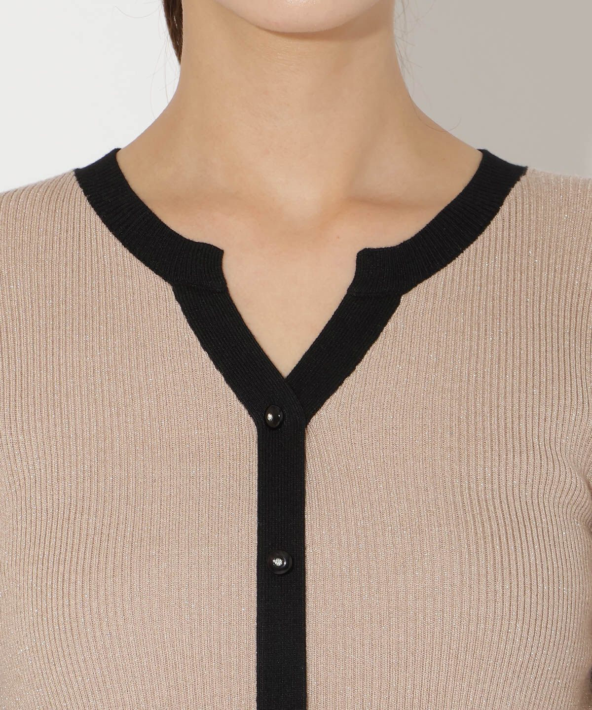 アンドクチュール「ラメ入り配色カーデ風ドッキングワンピース」|ワンピース|