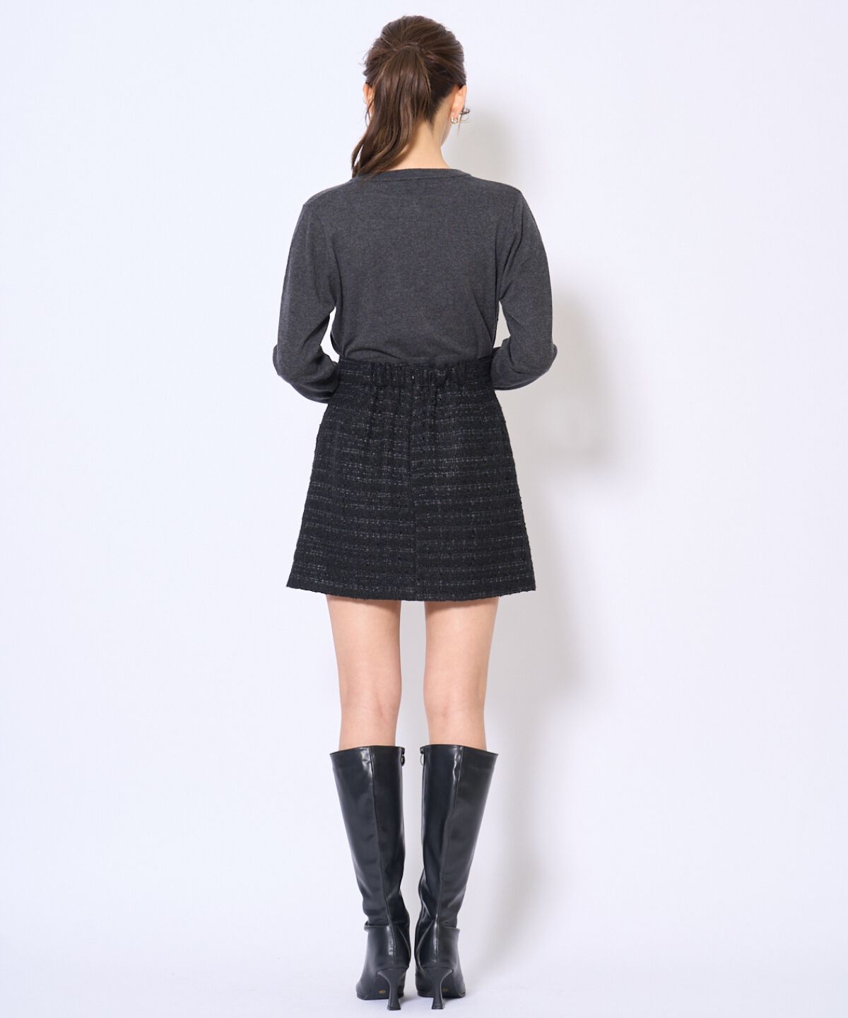 アンドクチュール「日本製ツイードミニスカート」|フレア|