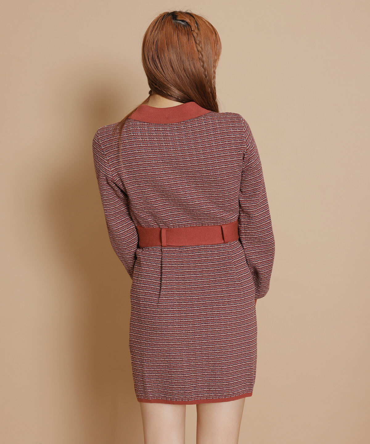 REDYAZEL「襟付きジャガードニットミニワンピース」|ワンピース|