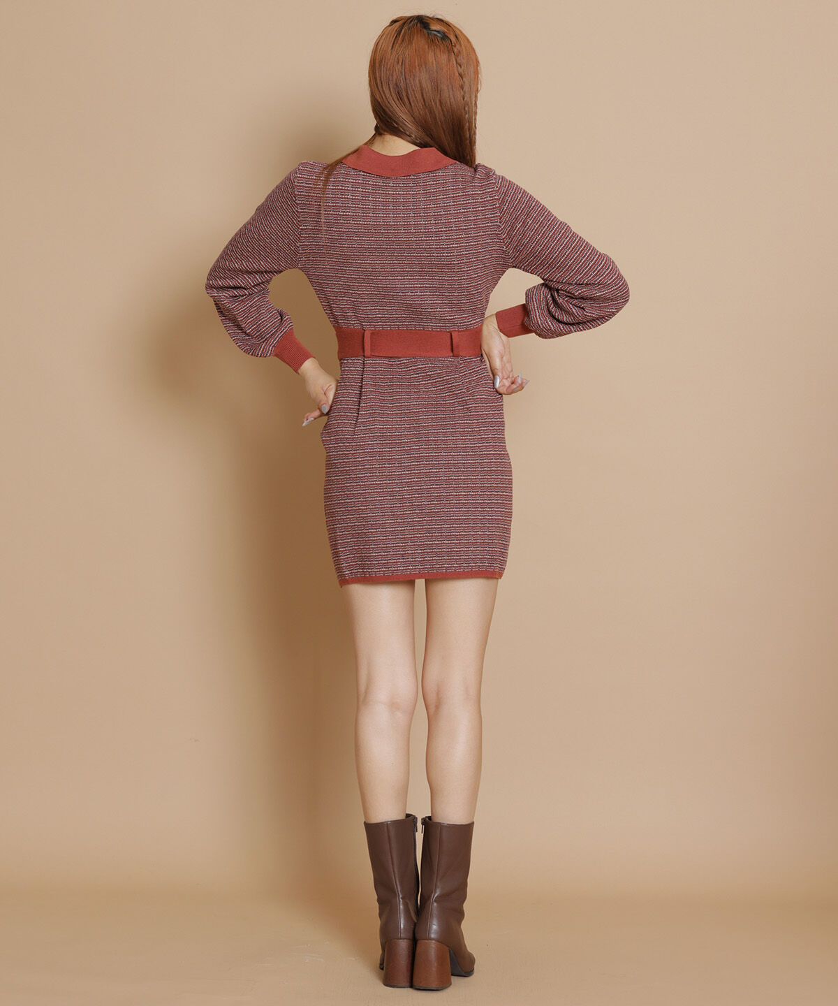 REDYAZEL「襟付きジャガードニットミニワンピース」|ワンピース|