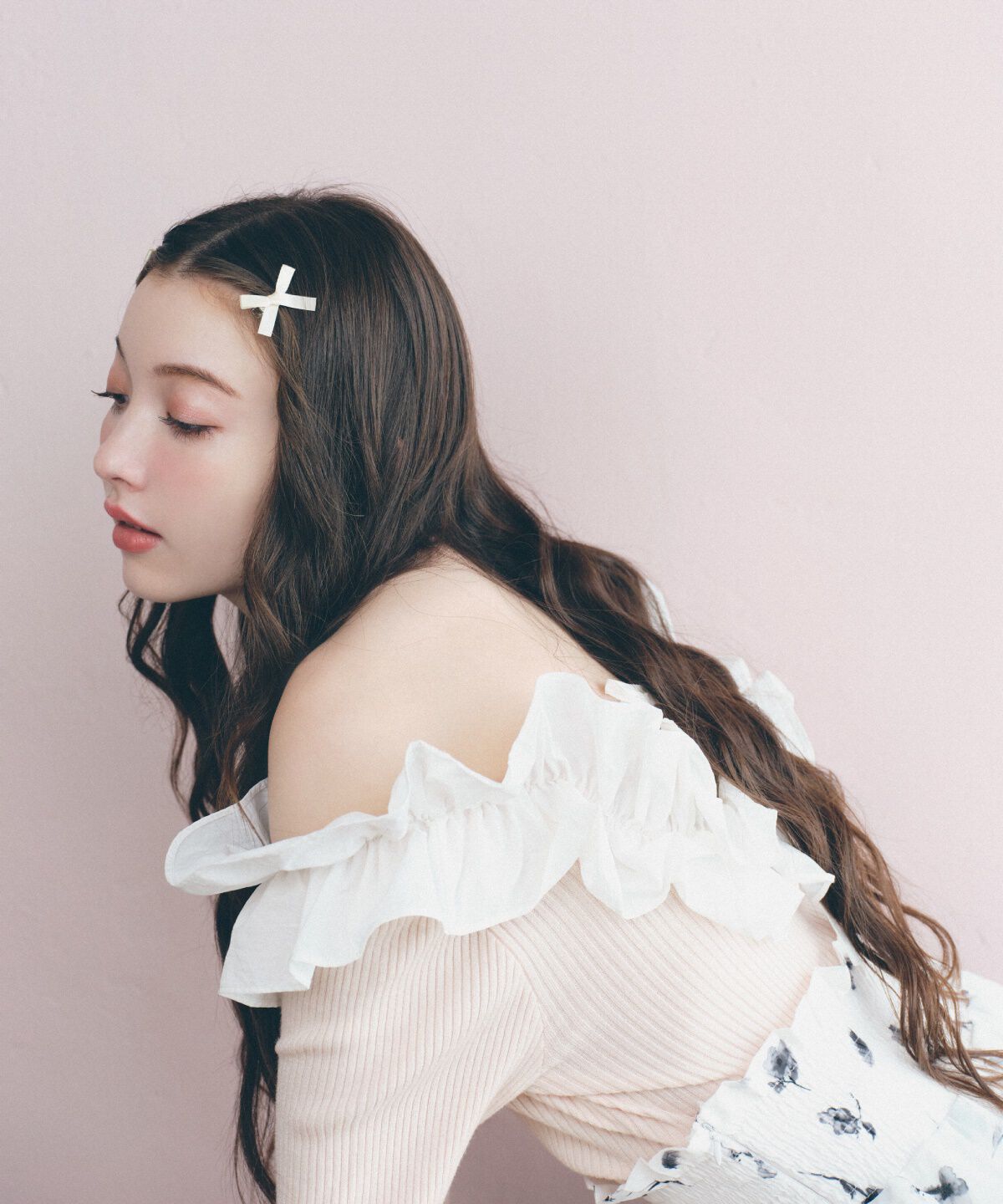 REDYAZEL「フリルドッキングリブニット」|ニット・セーター|