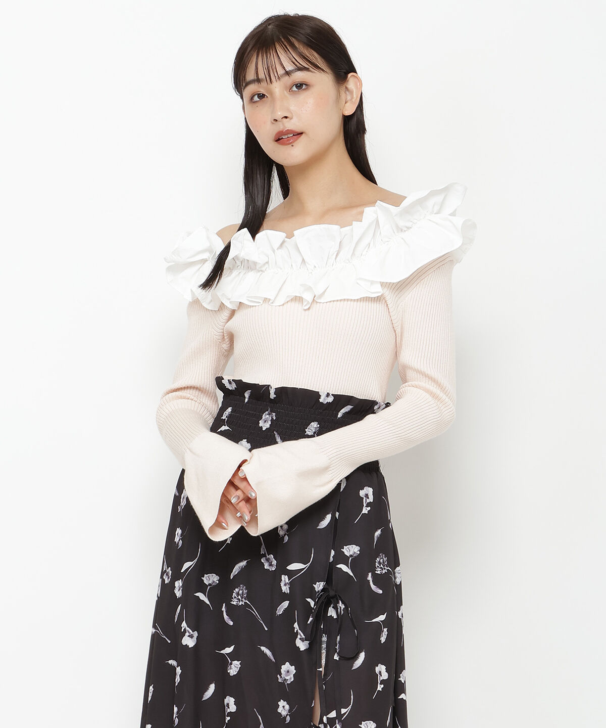 REDYAZEL「フリルドッキングリブニット」|ニット・セーター|