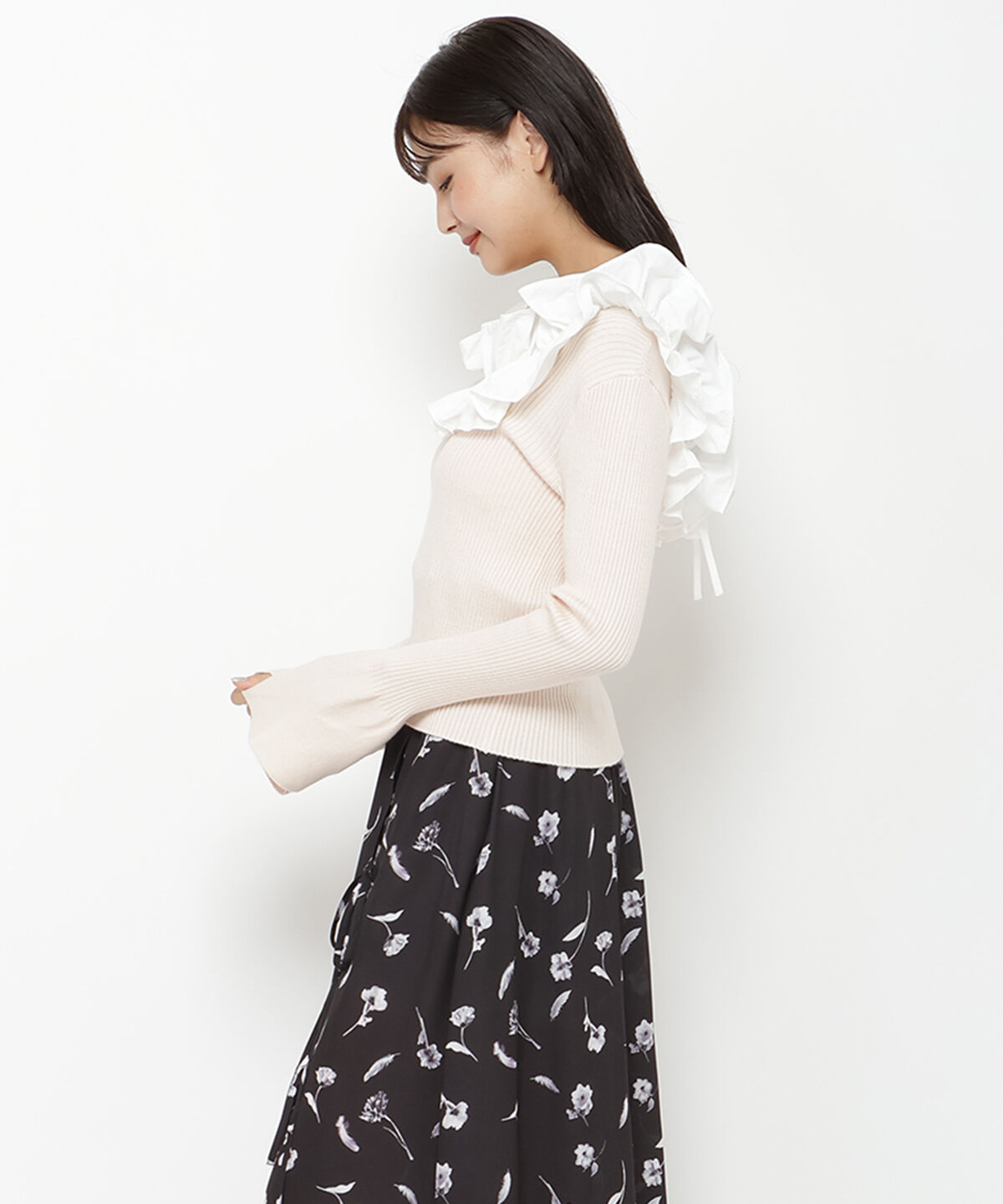 REDYAZEL「フリルドッキングリブニット」|ニット・セーター|