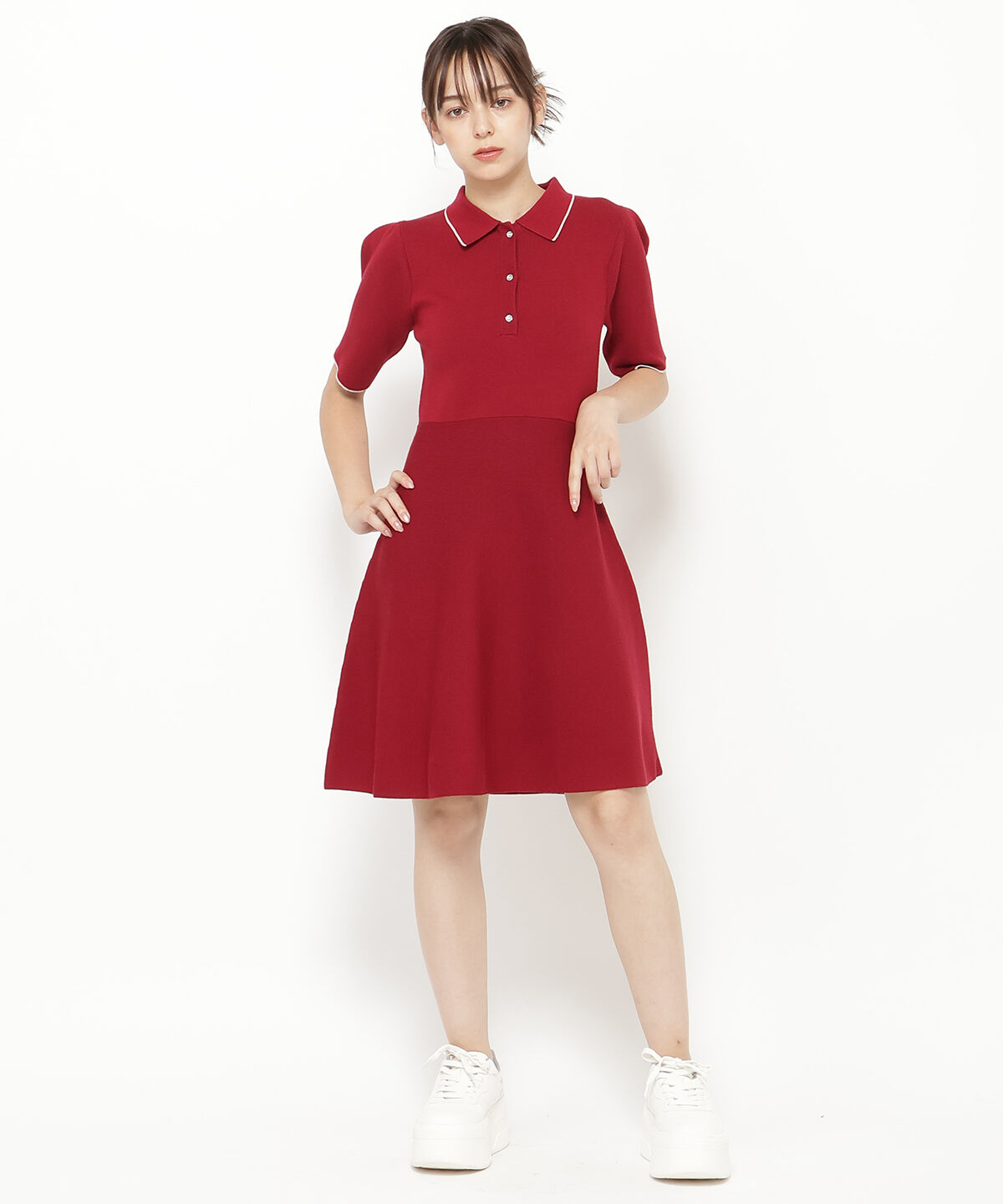 REDYAZEL「ニットポロミニワンピース」|ワンピース|