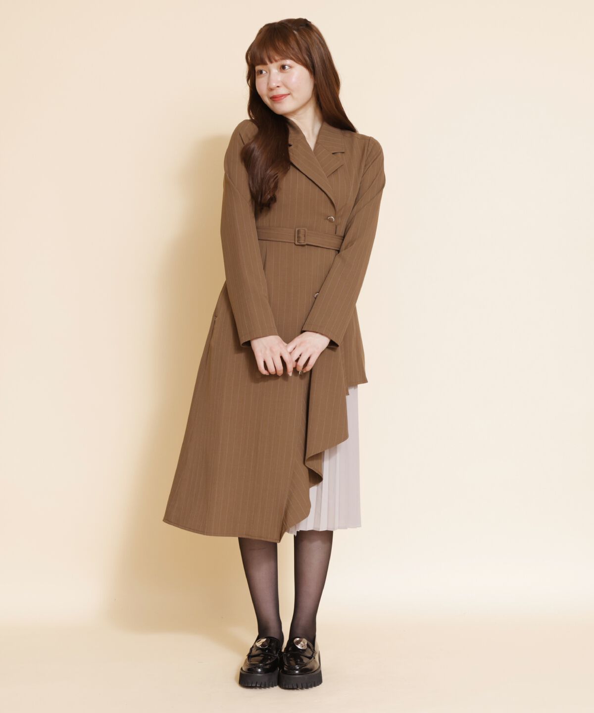 REDYAZEL「サイドプリーツストライプワンピース」|ワンピース|