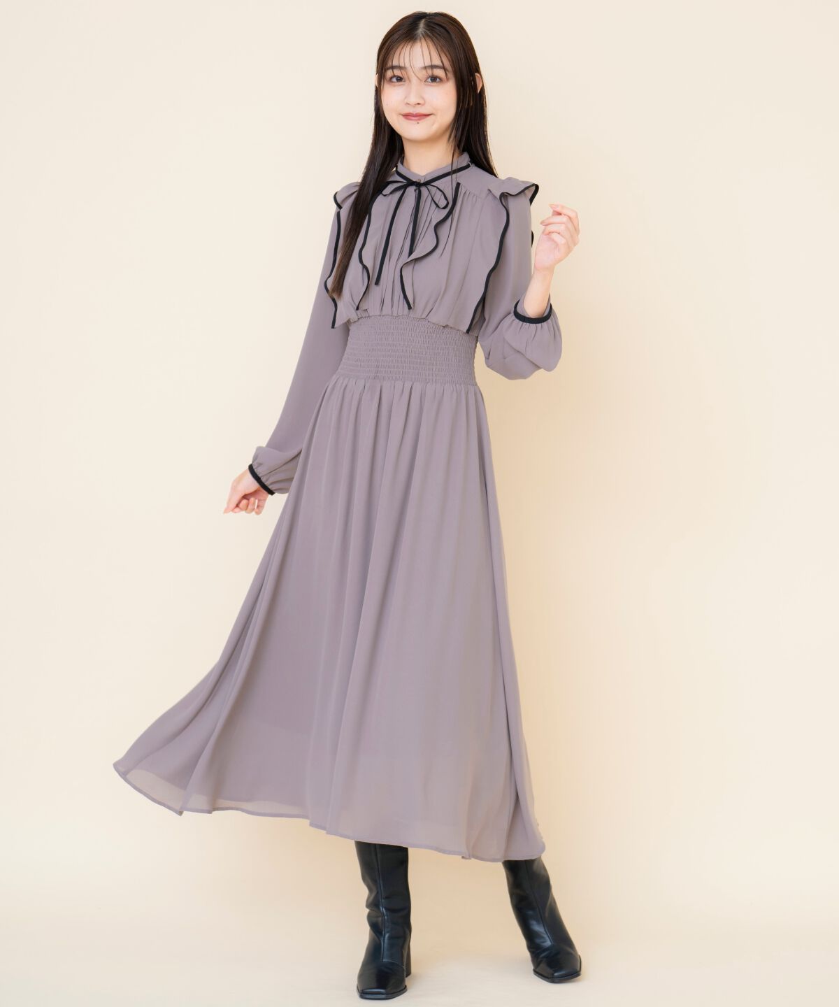 REDYAZEL「バイカラーフリルワンピース」|ワンピース|