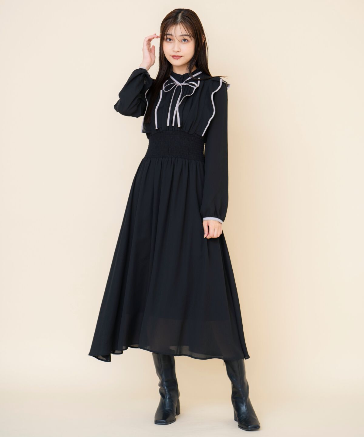 REDYAZEL「バイカラーフリルワンピース」|ワンピース|