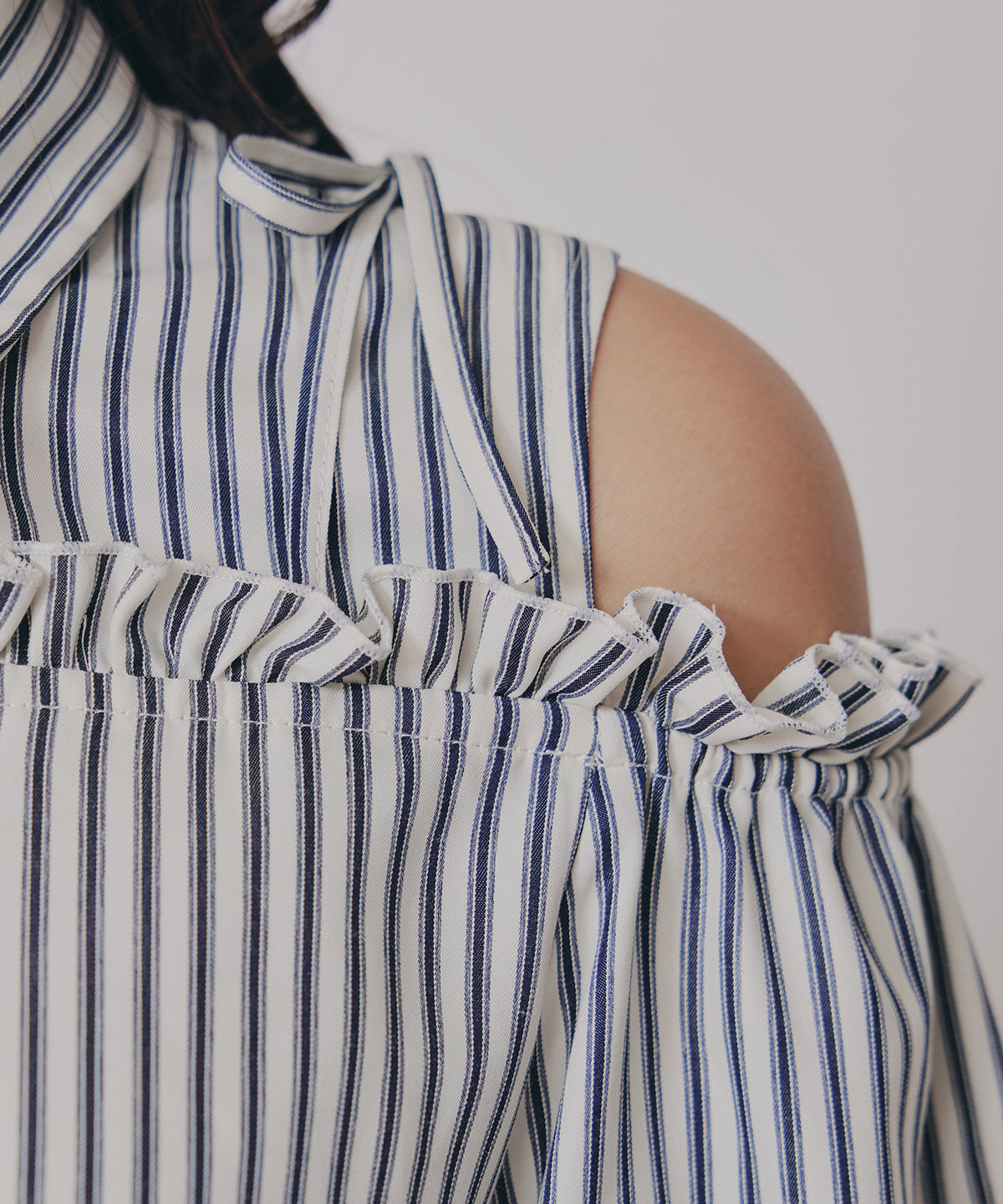 REDYAZEL「ストライプフリルオフショルブラウス」|シャツ・ブラウス|