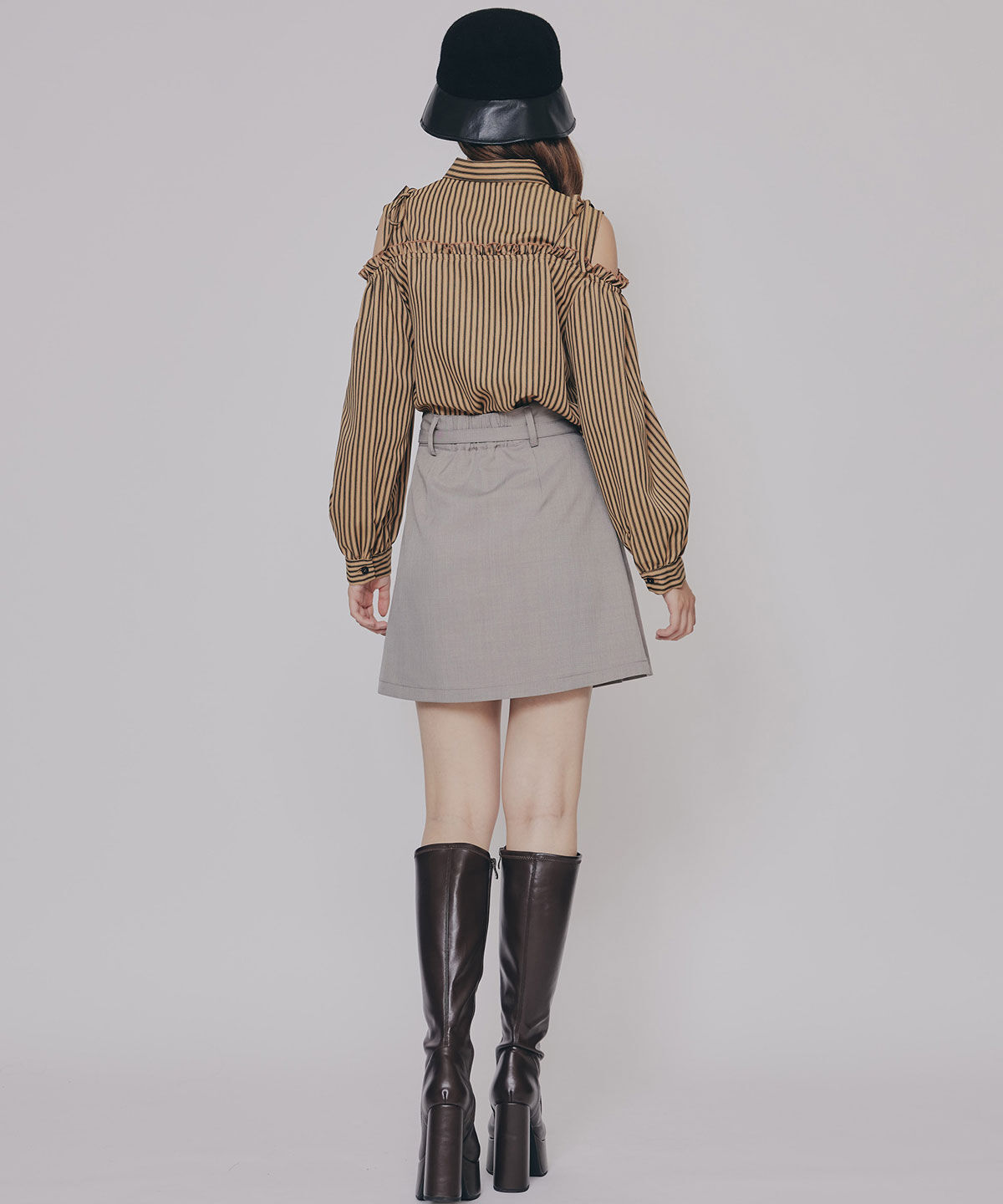 REDYAZEL「ストライプフリルオフショルブラウス」|シャツ・ブラウス|