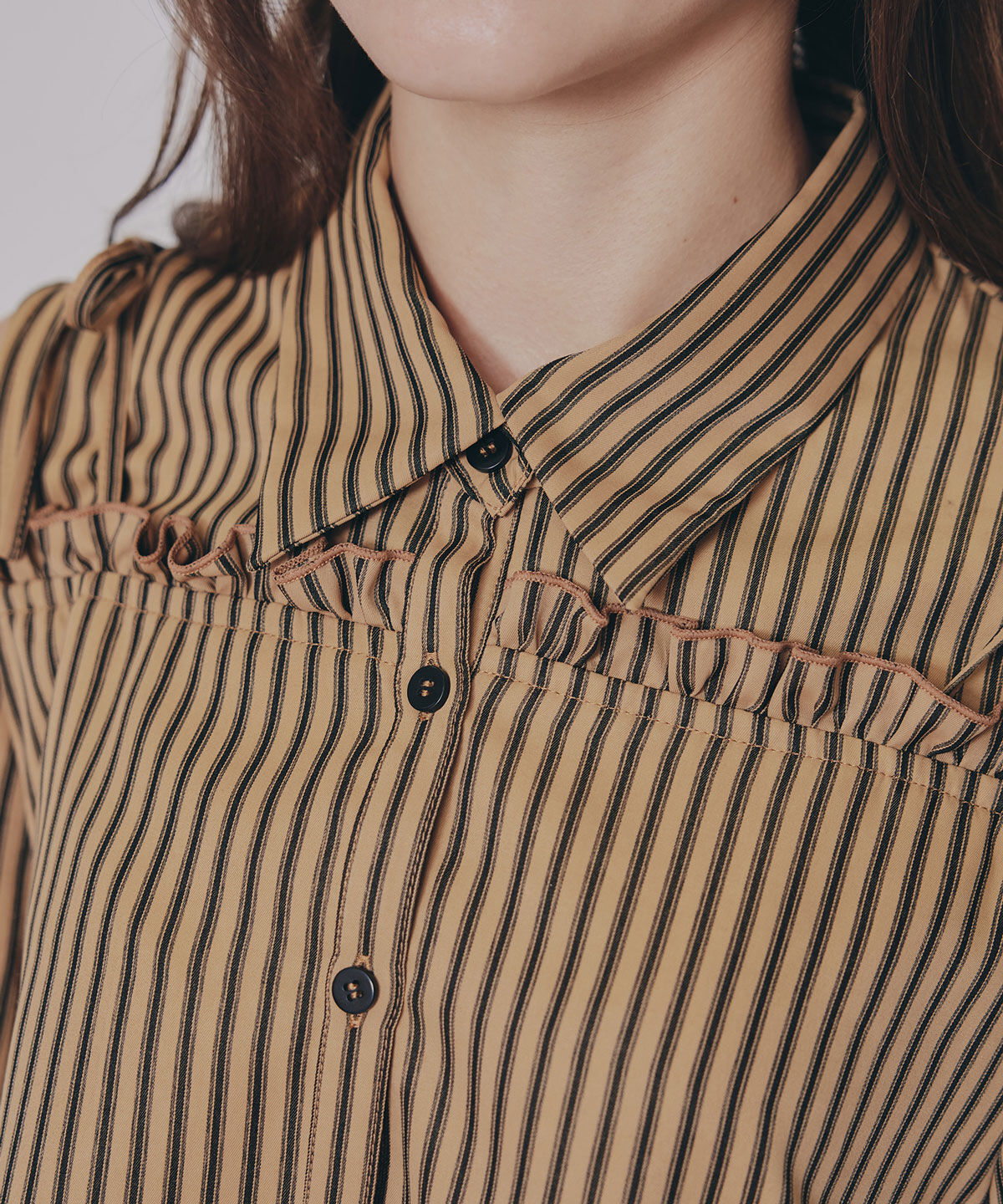 REDYAZEL「ストライプフリルオフショルブラウス」|シャツ・ブラウス|