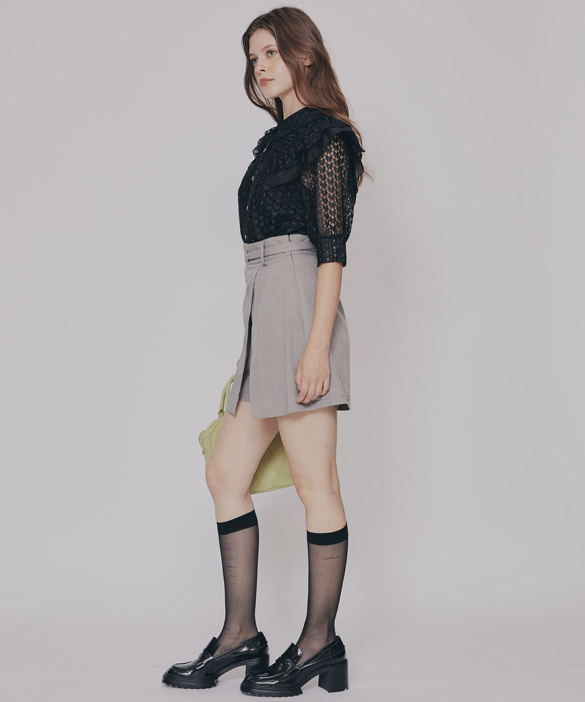 REDYAZEL「ラメレースフリルハーフスリーブブラウス」|シャツ・ブラウス|