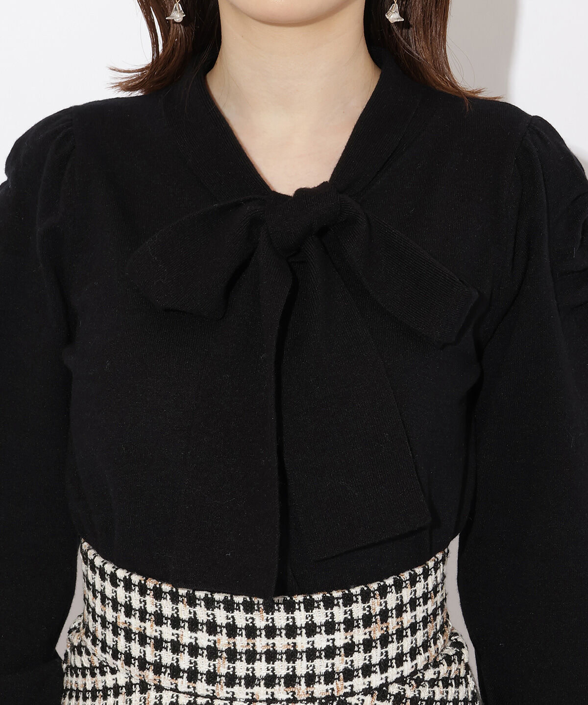 WILLSELECTION「ギャザー袖ボウタイプルオーバー」|ニット・セーター|