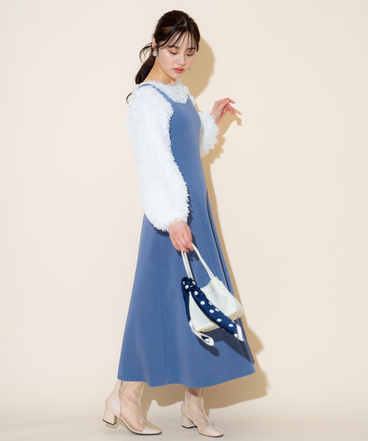 WILLSELECTION「リボンヤーンシャギーニット&times;ワンピース」|ワンピース|