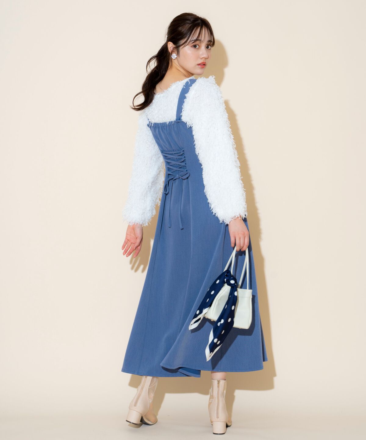 WILLSELECTION「リボンヤーンシャギーニット&times;ワンピース」|ワンピース|