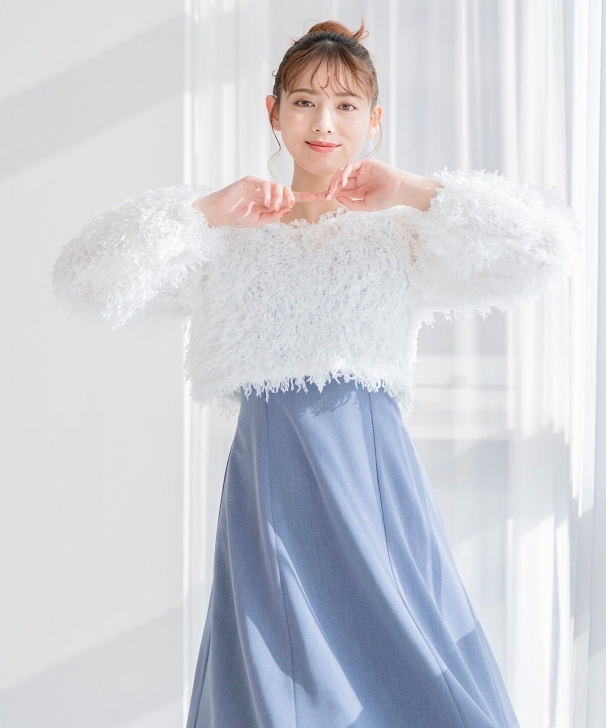 WILLSELECTION「リボンヤーンシャギーニット&times;ワンピース」|ワンピース|