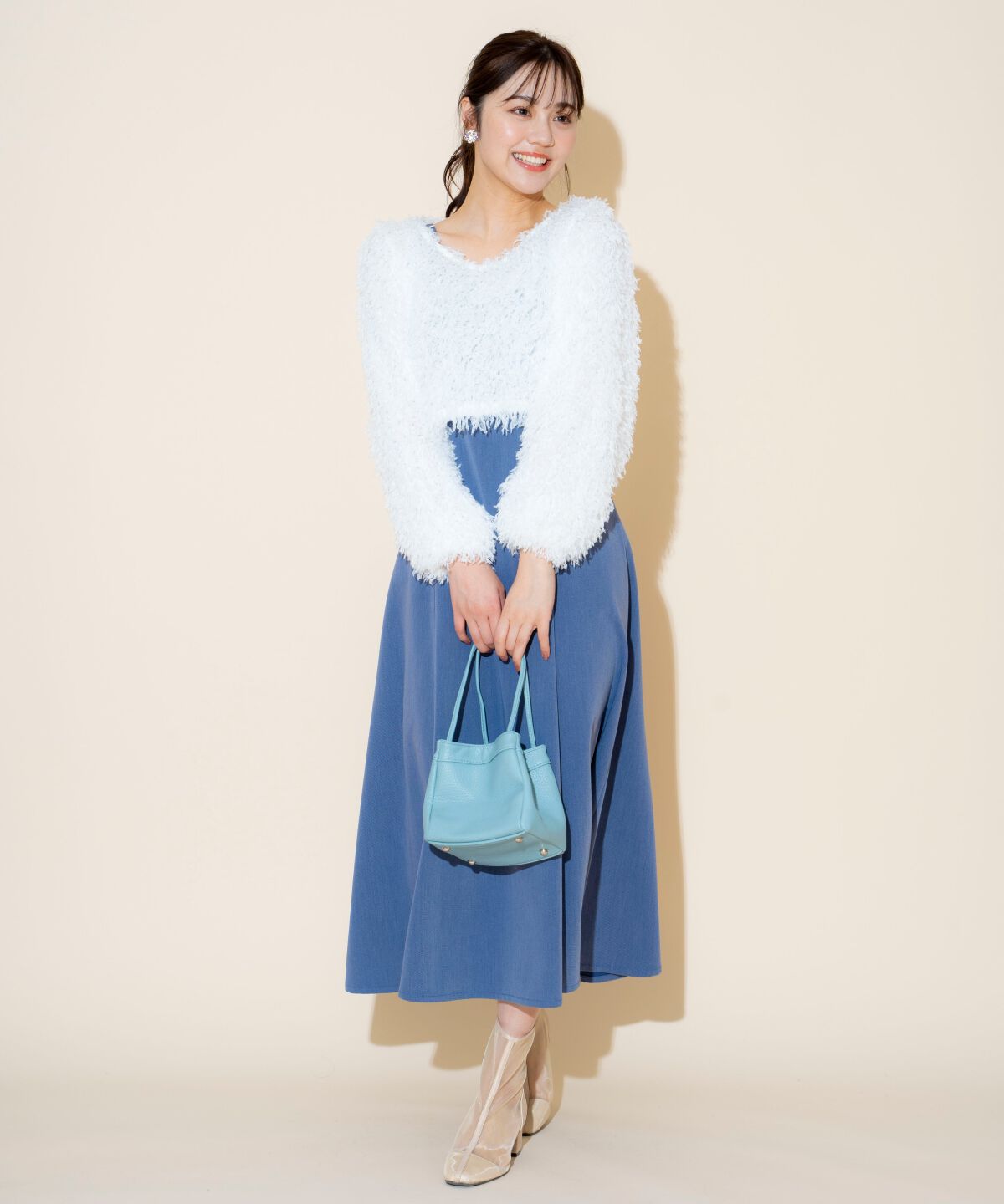 WILLSELECTION「リボンヤーンシャギーニット&times;ワンピース」|ワンピース|