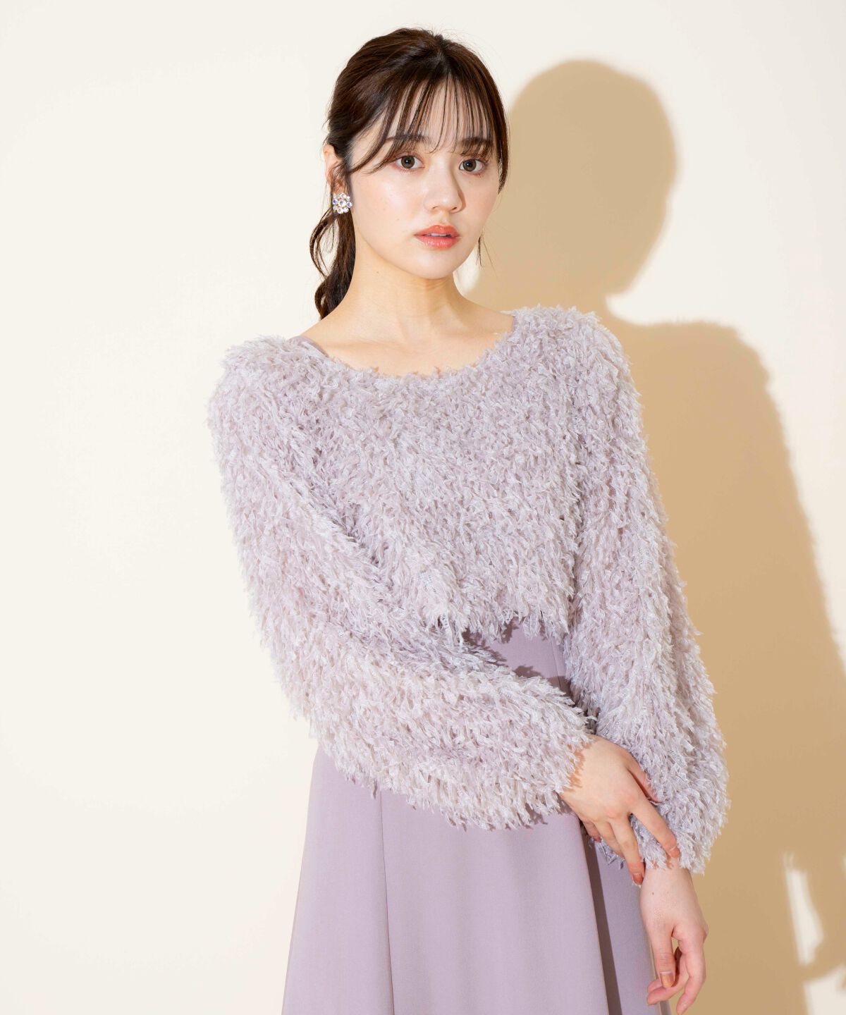 WILLSELECTION「リボンヤーンシャギーニット&times;ワンピース」|ワンピース|