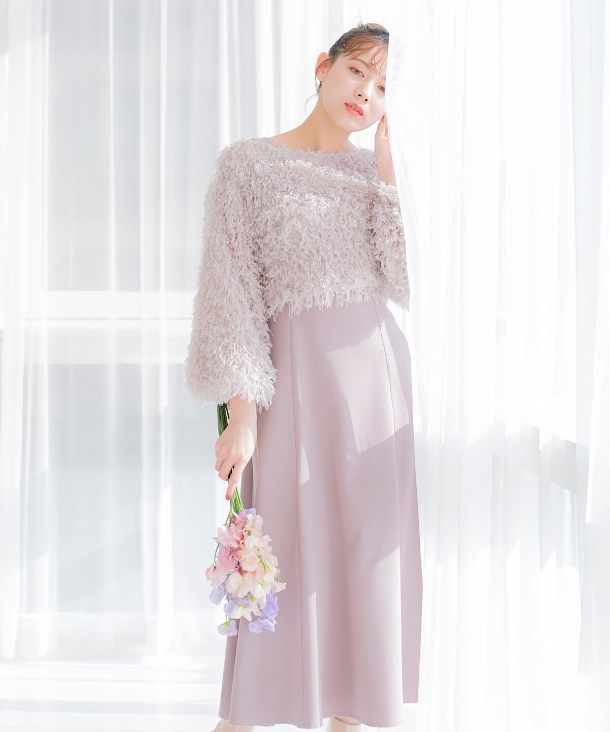 WILLSELECTION「リボンヤーンシャギーニット&times;ワンピース」|ワンピース|