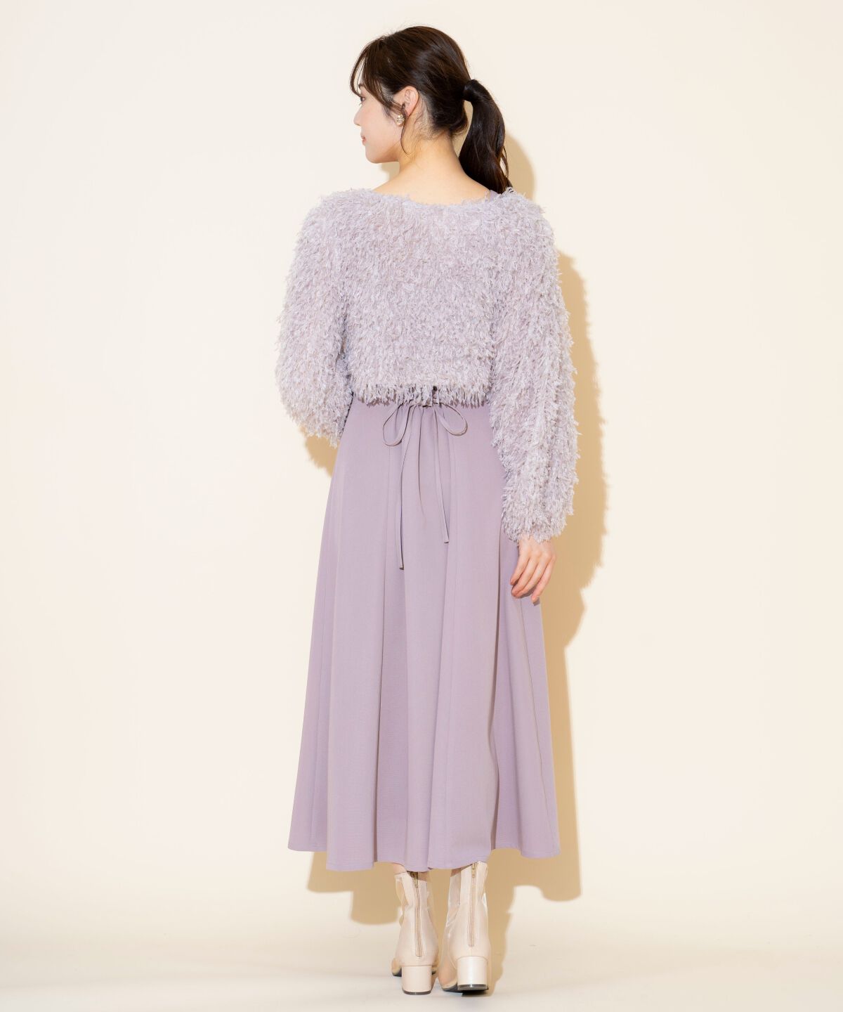 WILLSELECTION「リボンヤーンシャギーニット&times;ワンピース」|ワンピース|