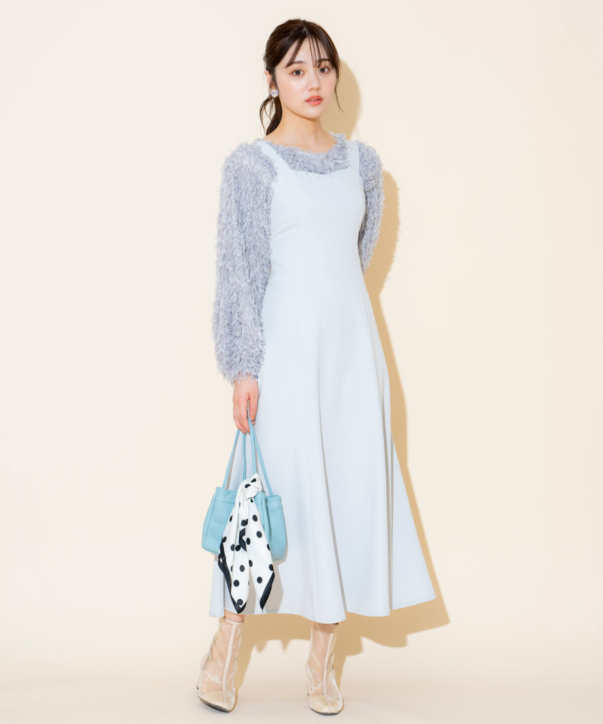 WILLSELECTION「リボンヤーンシャギーニット&times;ワンピース」|ワンピース|