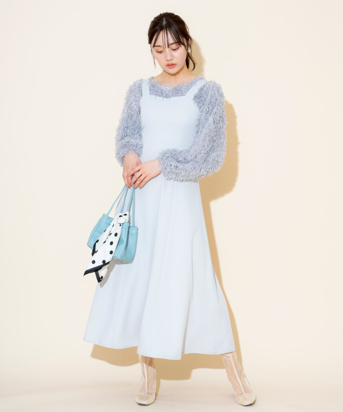 WILLSELECTION「リボンヤーンシャギーニット&times;ワンピース」|ワンピース|