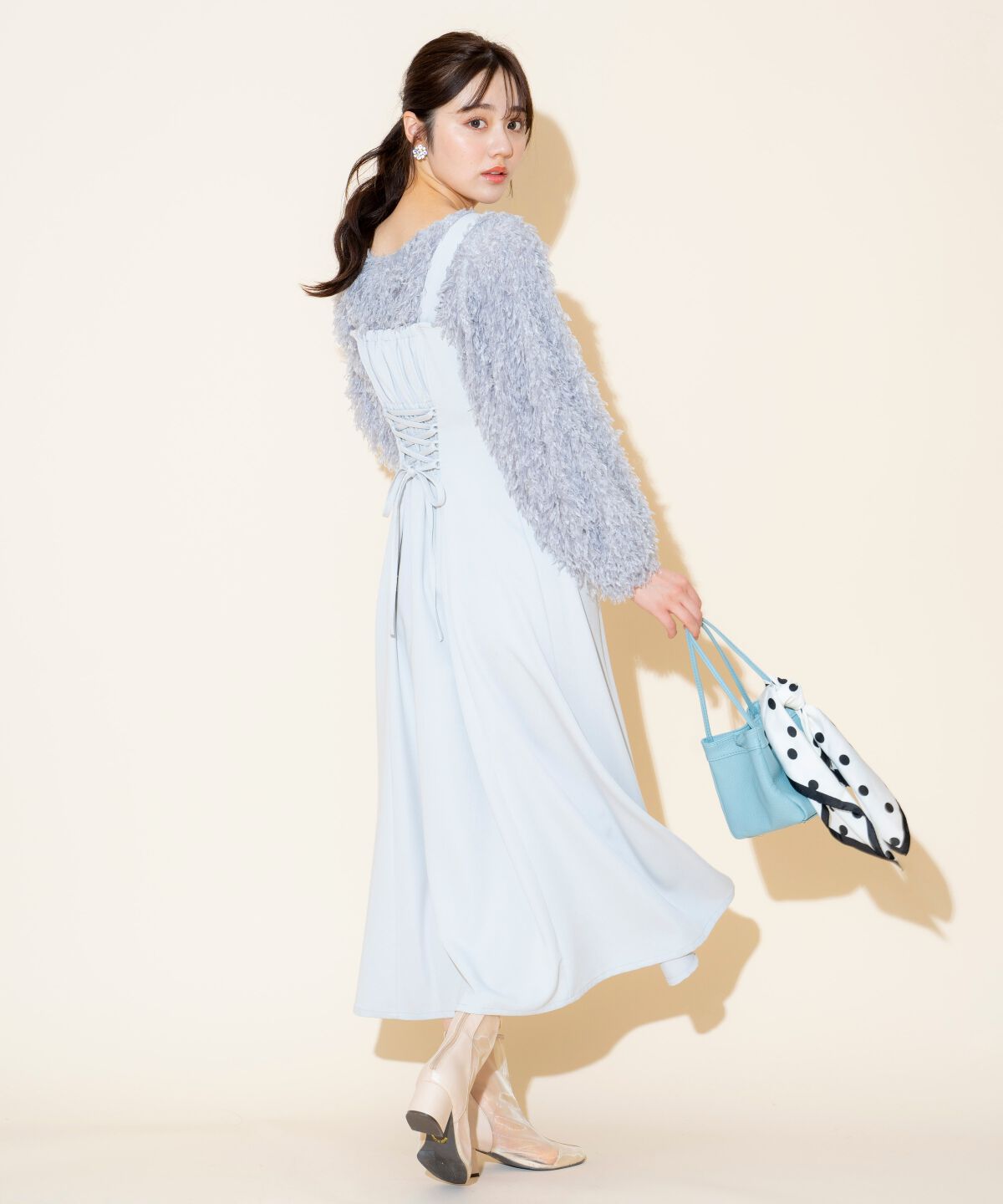 WILLSELECTION「リボンヤーンシャギーニット&times;ワンピース」|ワンピース|