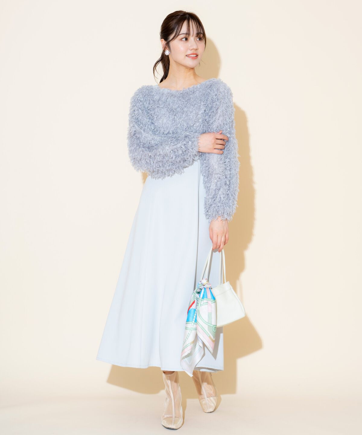 WILLSELECTION「リボンヤーンシャギーニット&times;ワンピース」|ワンピース|