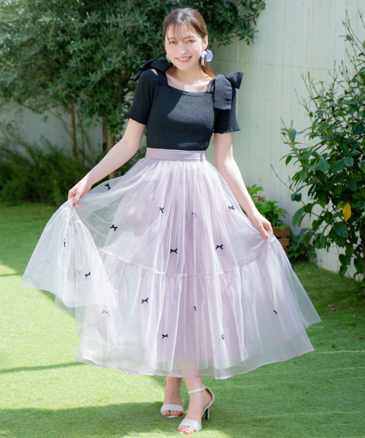 WILLSELECTION「リボンデザインチュールスカート」|フレア|