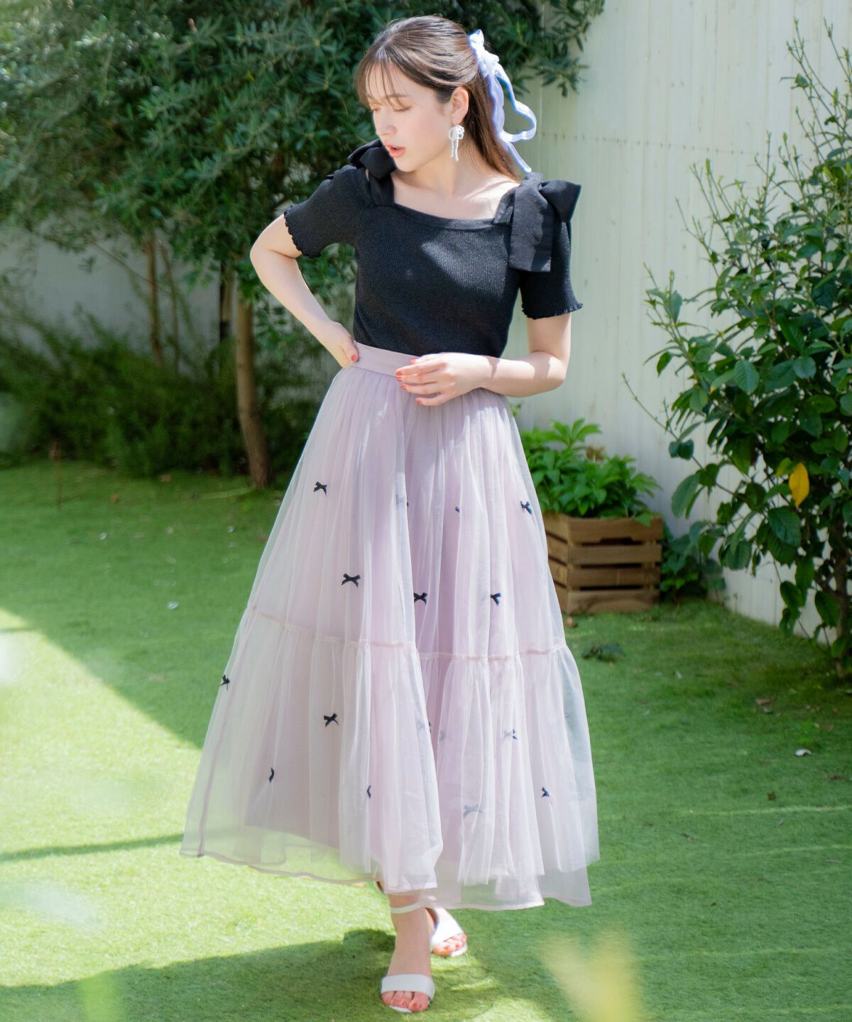 WILLSELECTION「リボンデザインチュールスカート」|フレア|