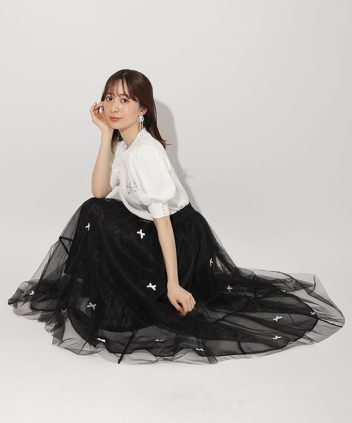WILLSELECTION「リボンデザインチュールスカート」|フレア|