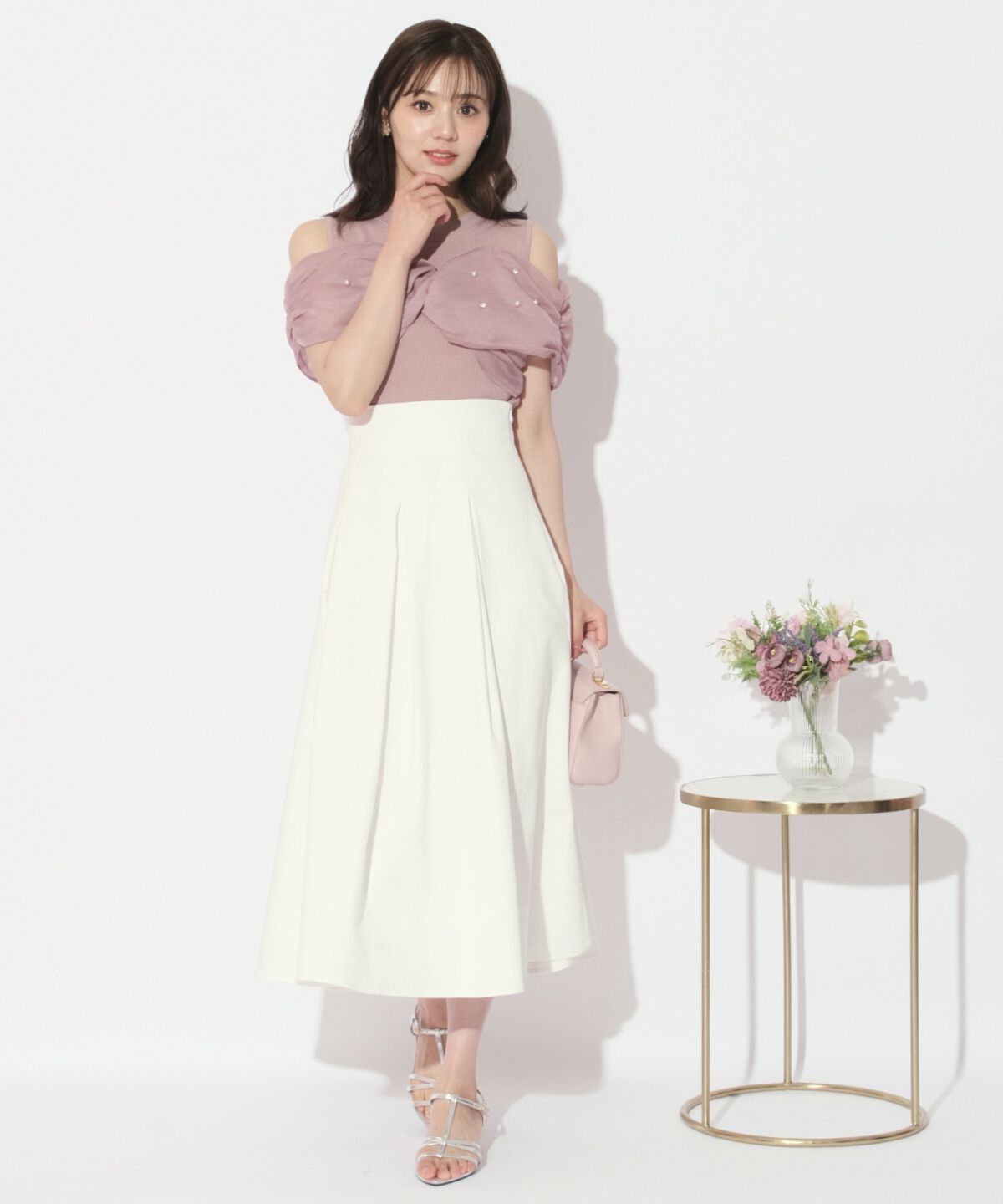 WILLSELECTION「ビジュー付きリボン風ニットプルオーバー」|ニット・セーター|